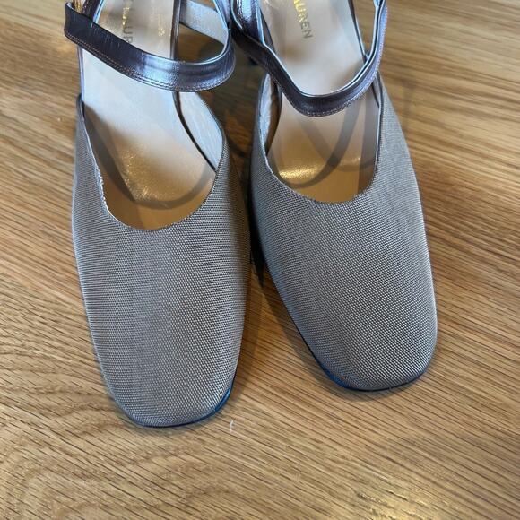 RALPH LAUREN Womens 8.5 Taupe Metallic Slingback Block Heel Vintage - Picture 3 of 8